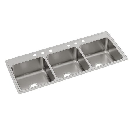 Elkay Lustertone Stainless Steel 54 X 22 X 10-1/8 Triple Bowl Top Mount Sink LTR5422108